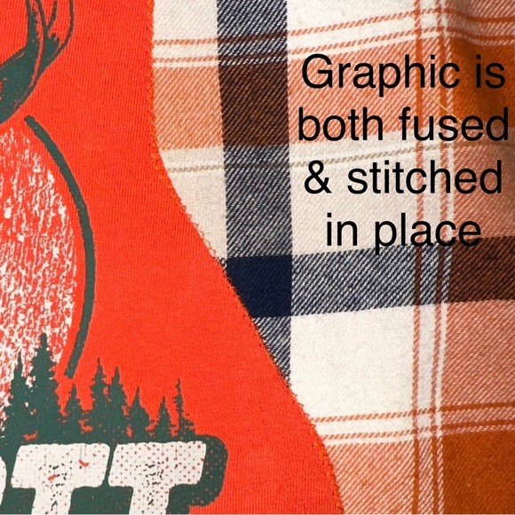 Flannel Refashioned Shirt Carhartt graphic on Buffalo Shirt. Unisex - Picture 6 of 8
